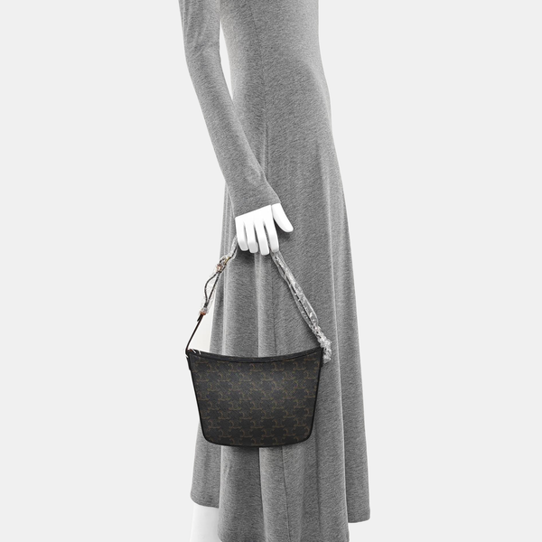 Coated Canvas Top Handle Bag Medium Brown