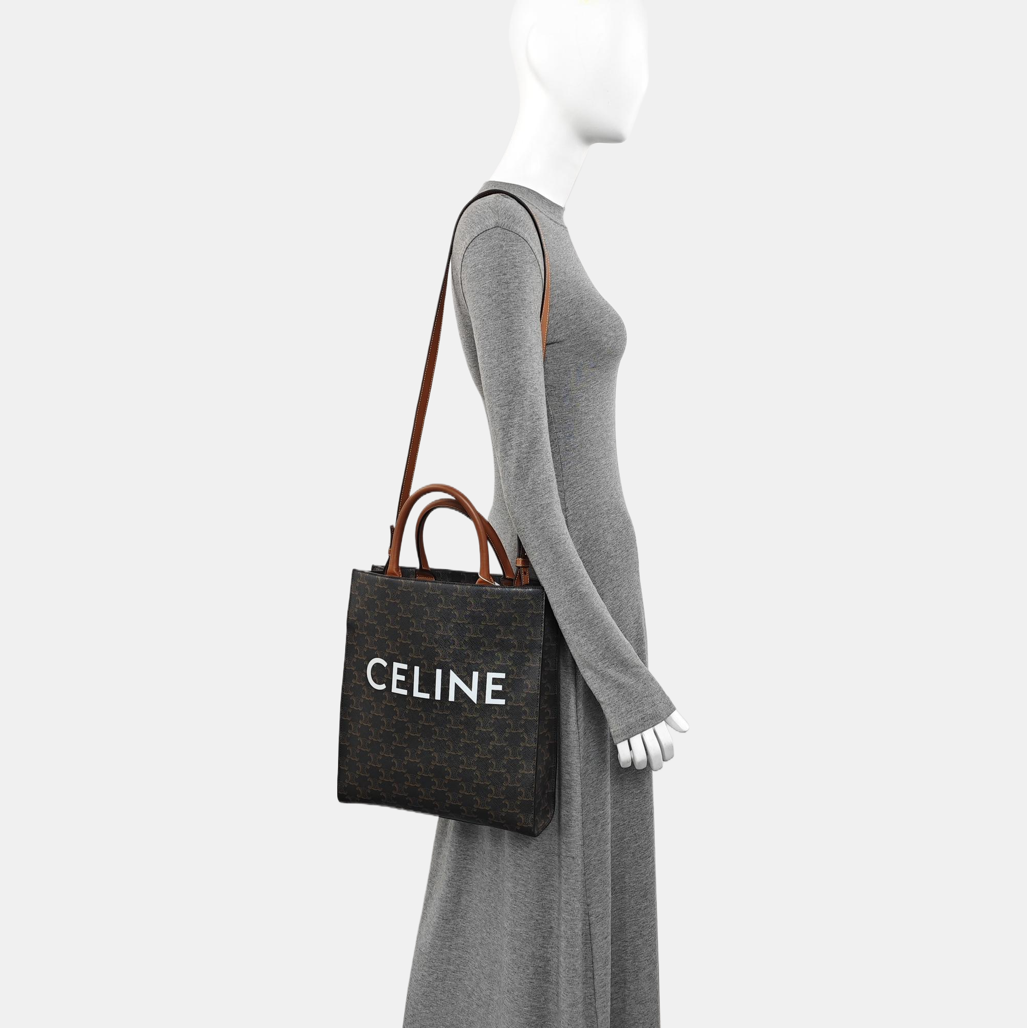 CABAS CELINE Small Coated Canvas Brown