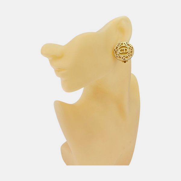 Petit CD Metal Gold Clip On Earrings