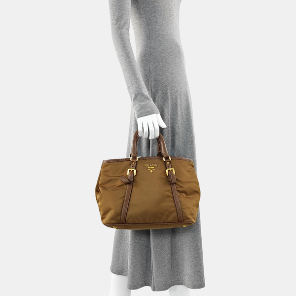 Nylon Tote Bag Brown