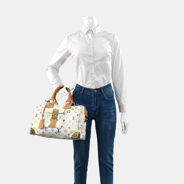 SPEEDY 30 Monogram Coated Canvas White