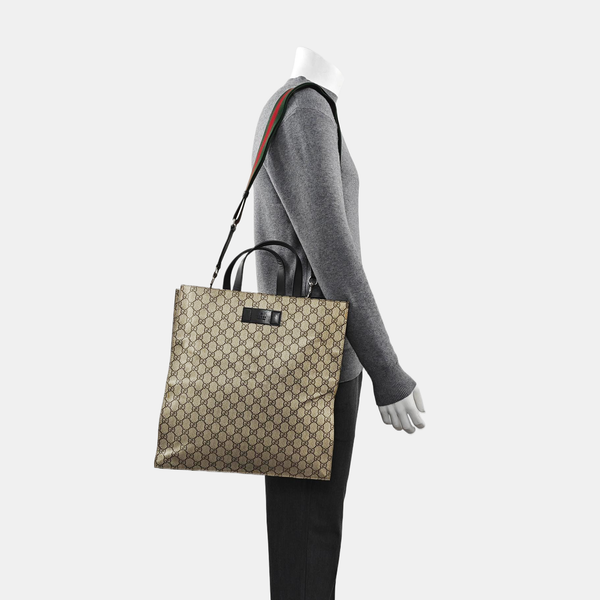 Monogram Coated Canvas Tote Bag Brown