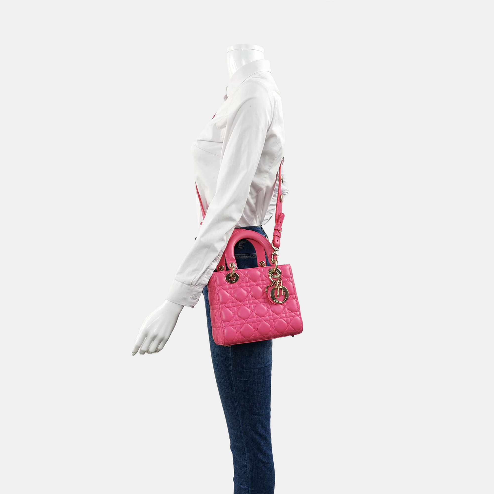 Authenticated pre-owned  Lady Dior Small Cannage Lambskin Pink - Tote Bag at Looply
