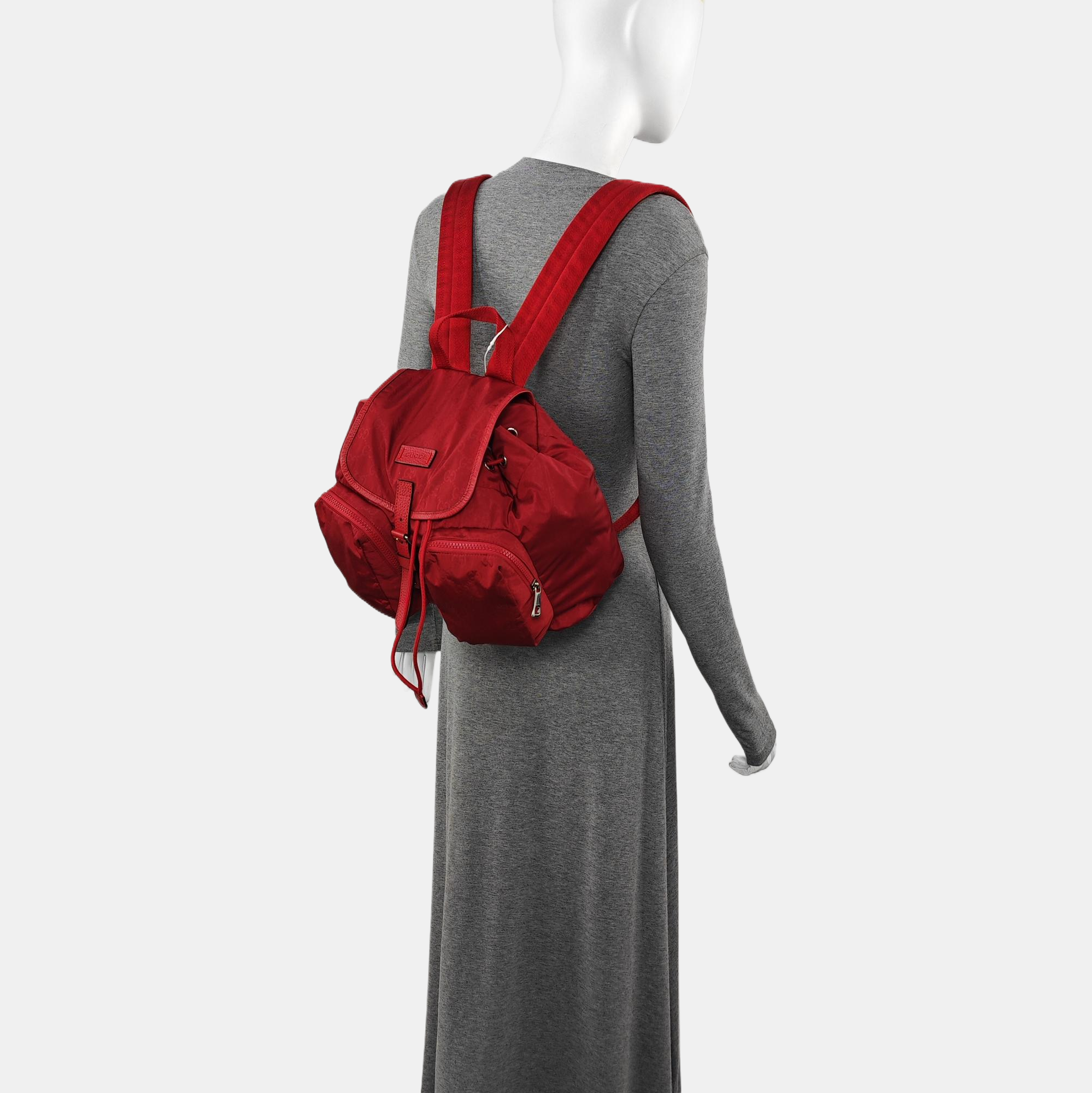 Monogram Nylon Backpack Red