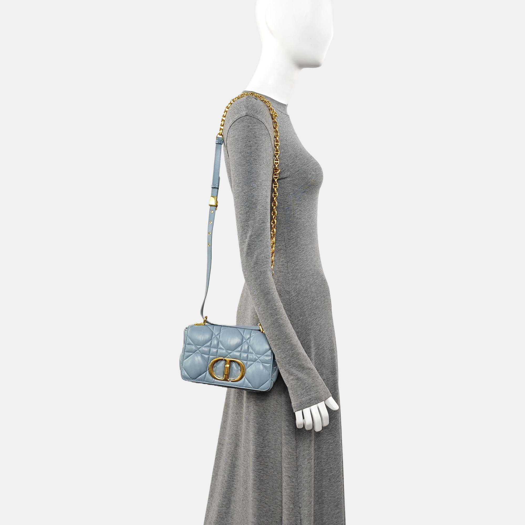 Dior Caro Small Quilted Calfskin Blue