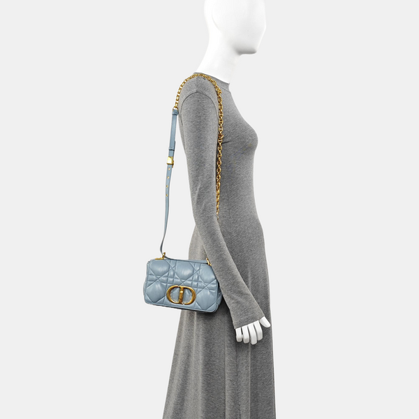 Dior Caro Small Quilted Calfskin Blue
