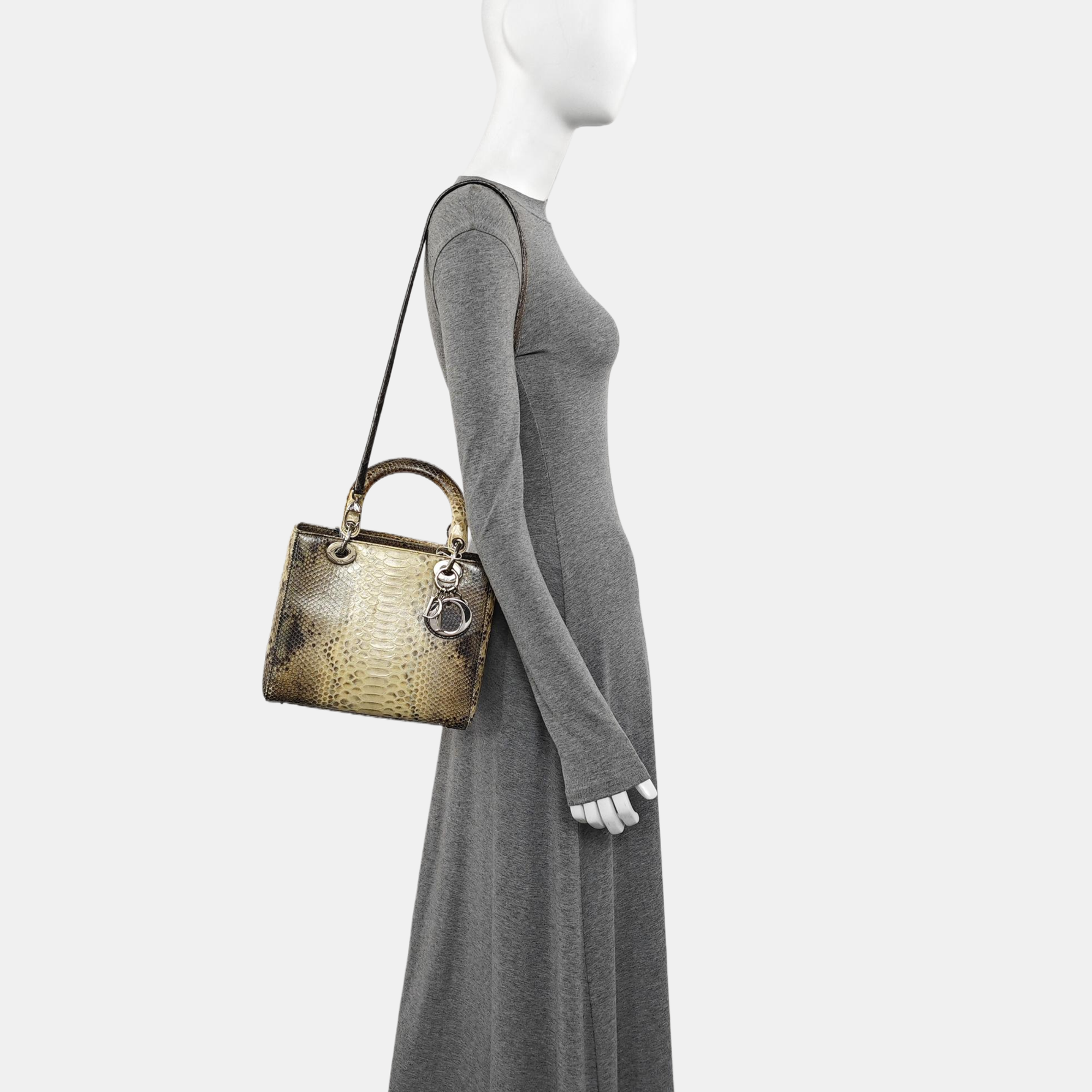 Lady Dior Medium Python Brown
