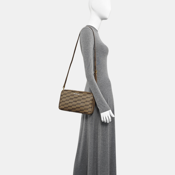 Coated Canvas Shoulder Bag Brown