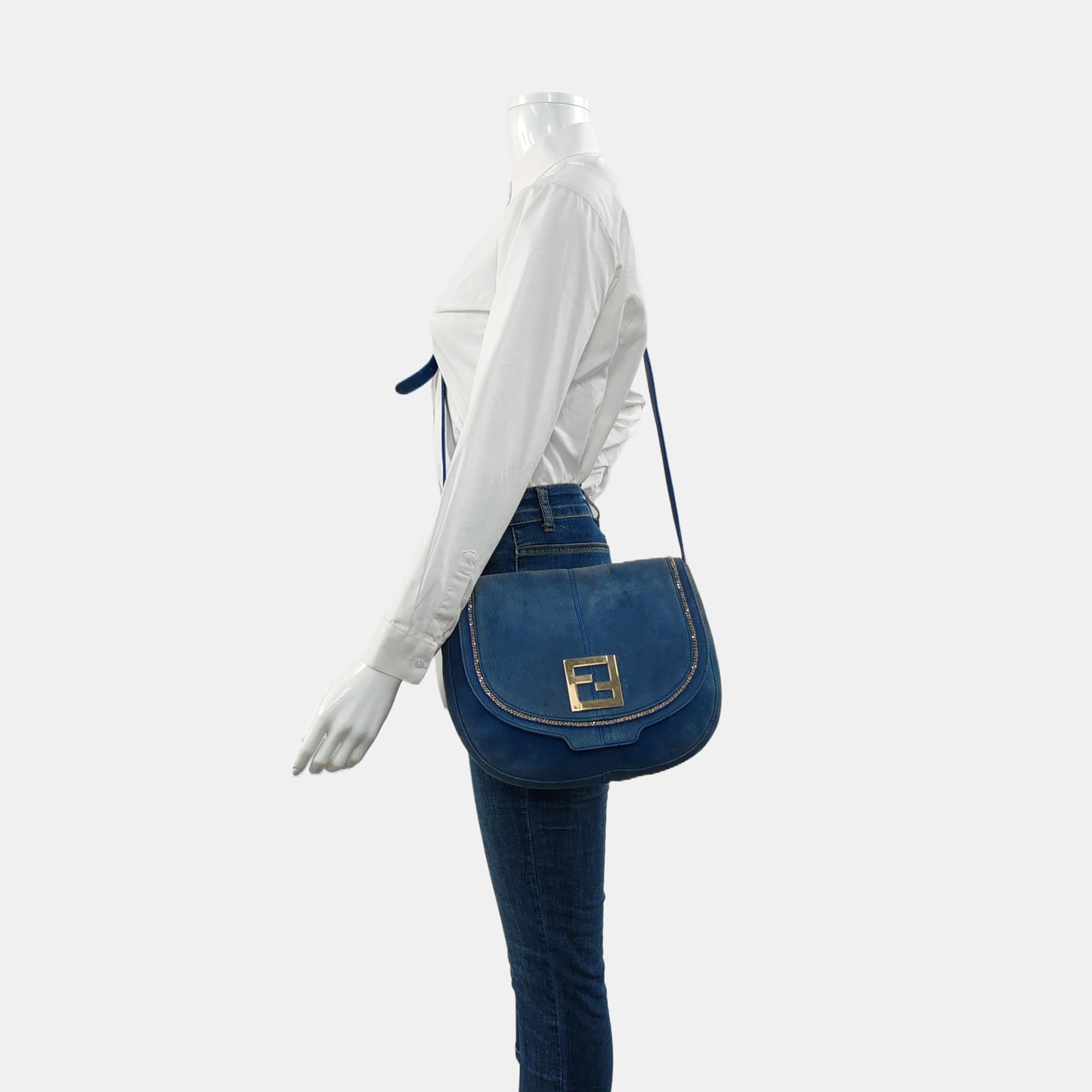 Leather Shoulder Bag Blue