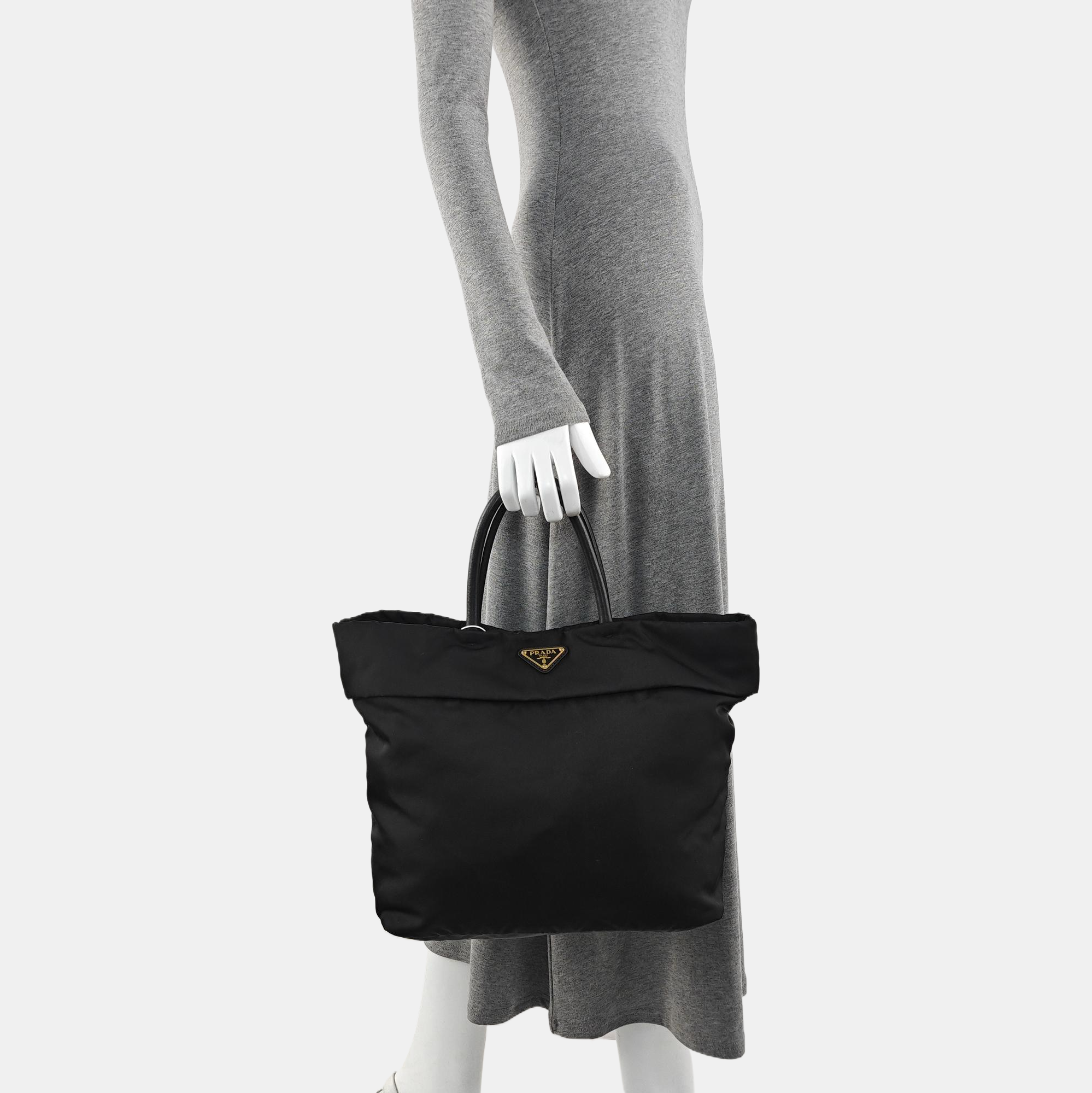 Nylon Top Handle Bag Black