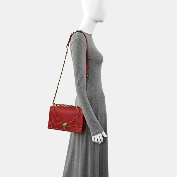 Authenticated pre-owned  Diorama Medium Lambskin Red - Shoulder Bag at Looply