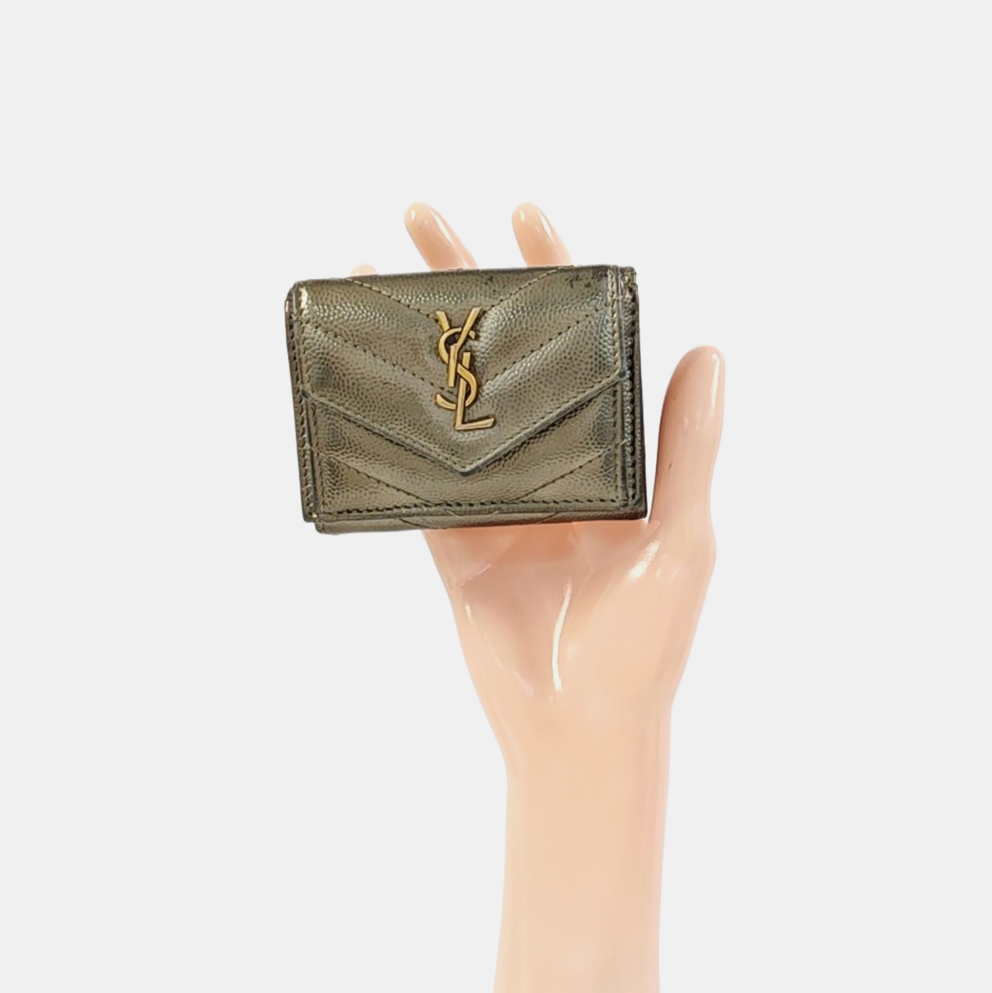 Chevron Calfskin Wallet Gray