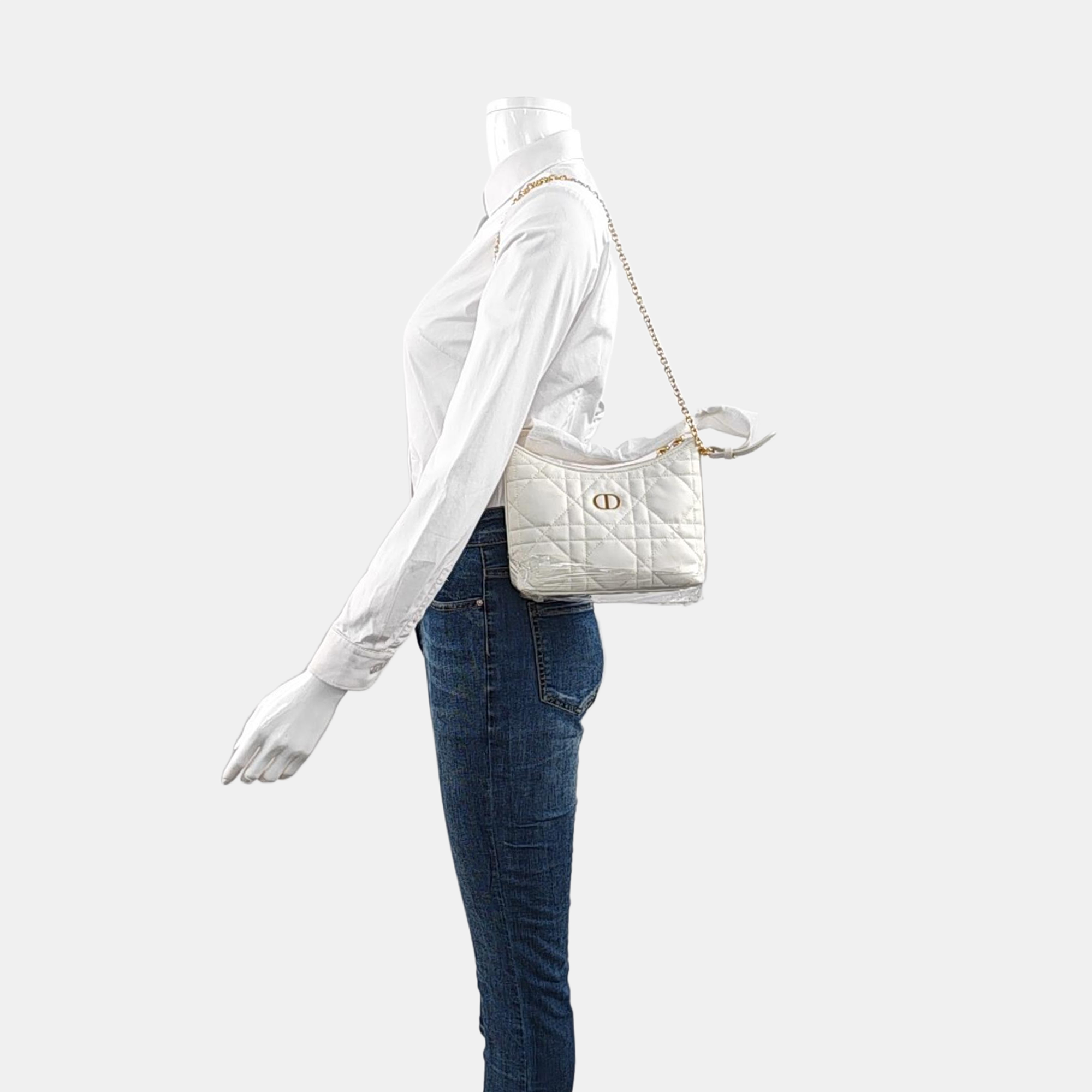 Miss Caro Mini Cannage Lambskin White