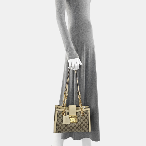 Padlock Small Monogram Coated Canvas Beige