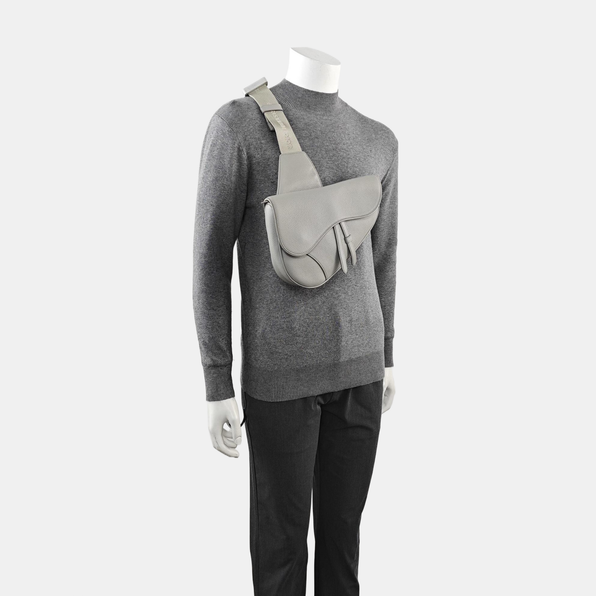 Authenticated pre-owned  Saddle Medium Calfskin Grey - Crossbody Bag at Looply