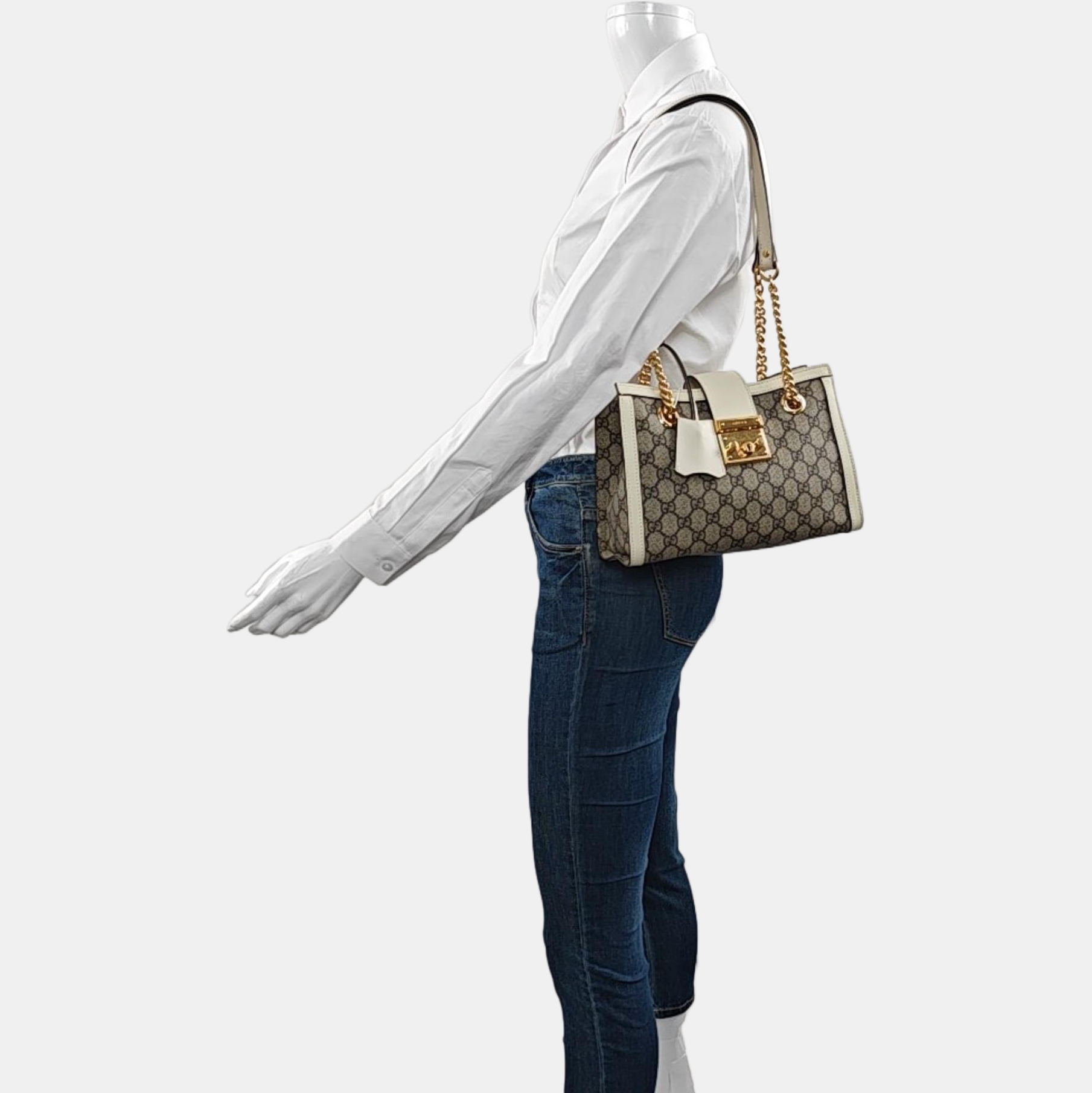 Padlock Small Monogram Coated Canvas Beige