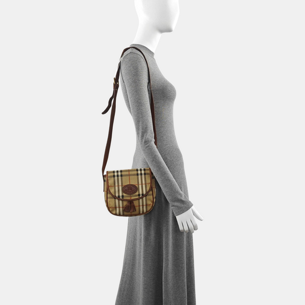 Coated Canvas Shoulder Bag Beige