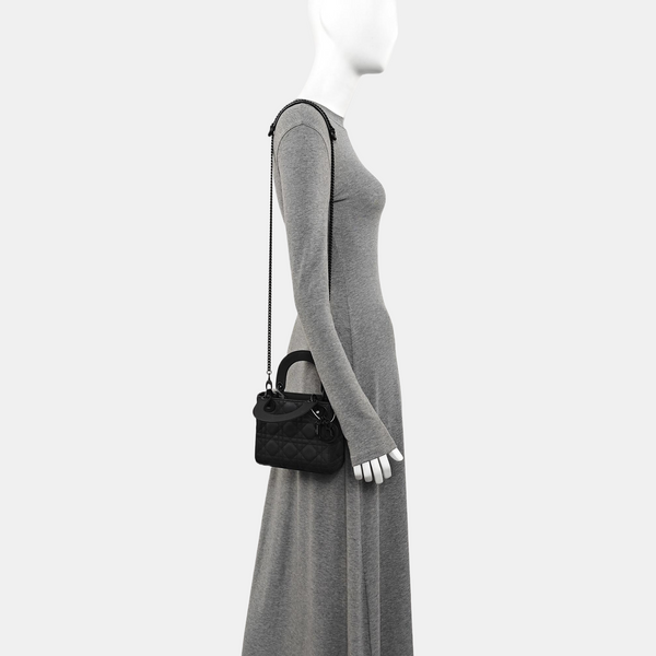 Lady Dior Mini Cannage Calfskin Black