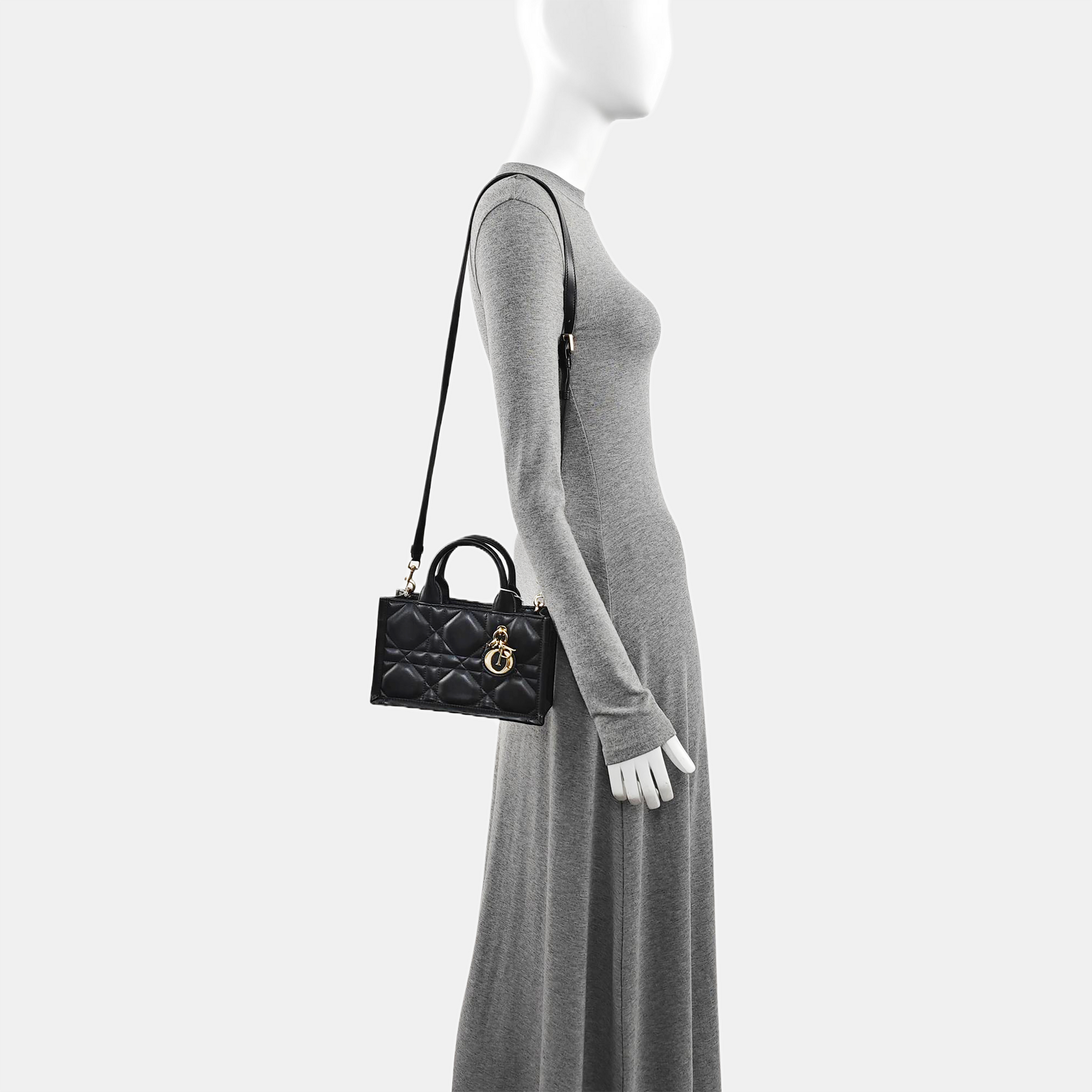 Lady D-Joy Mini Cannage Calfskin Black