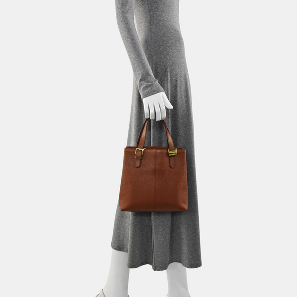 Calfskin Top Handle Bag Brown
