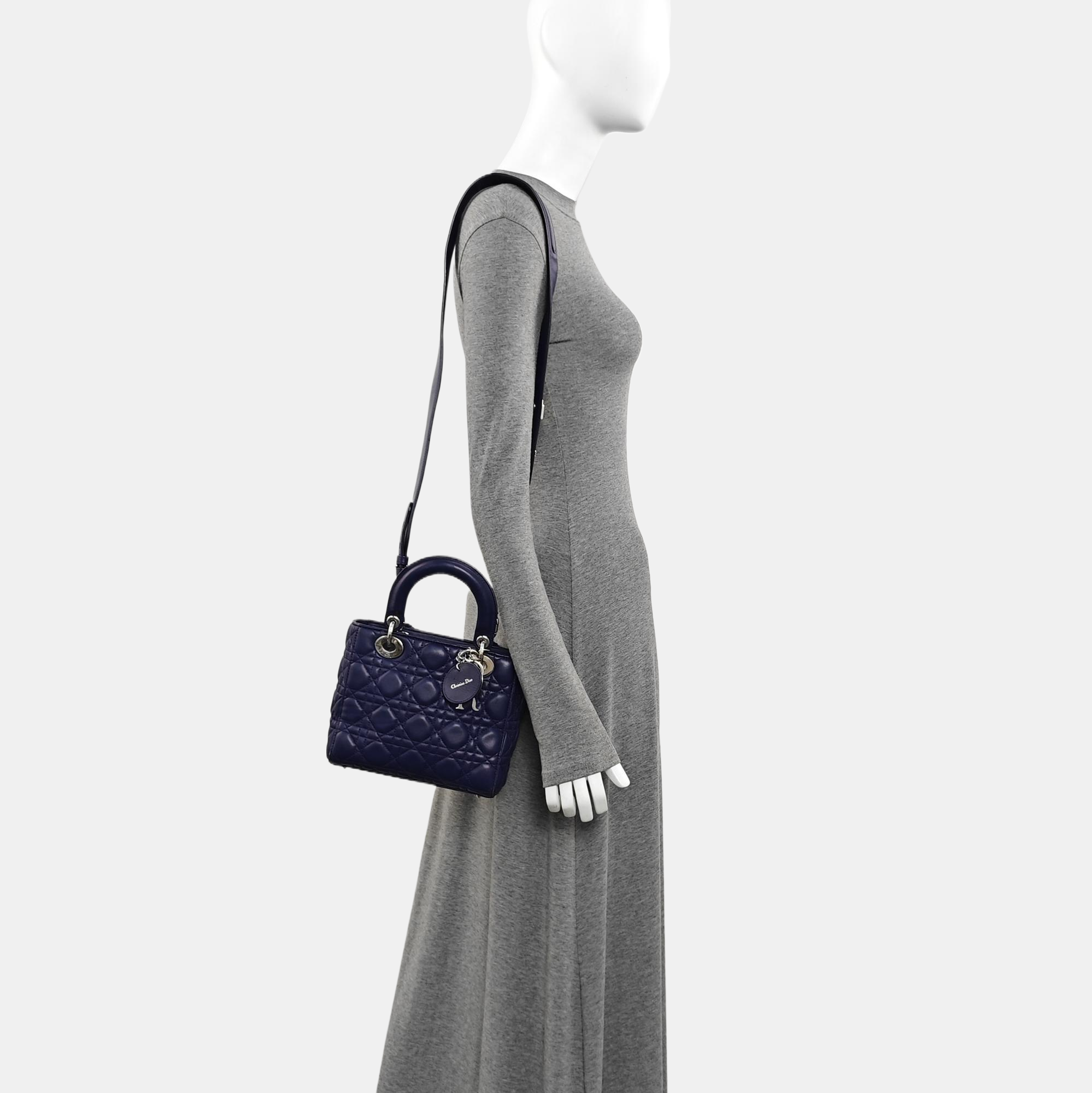 Lady Dior Small Cannage Lambskin Blue