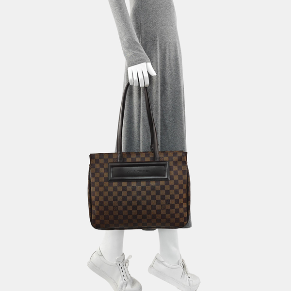 PARIOLI PM Damier Ebene Coated Canvas Brown