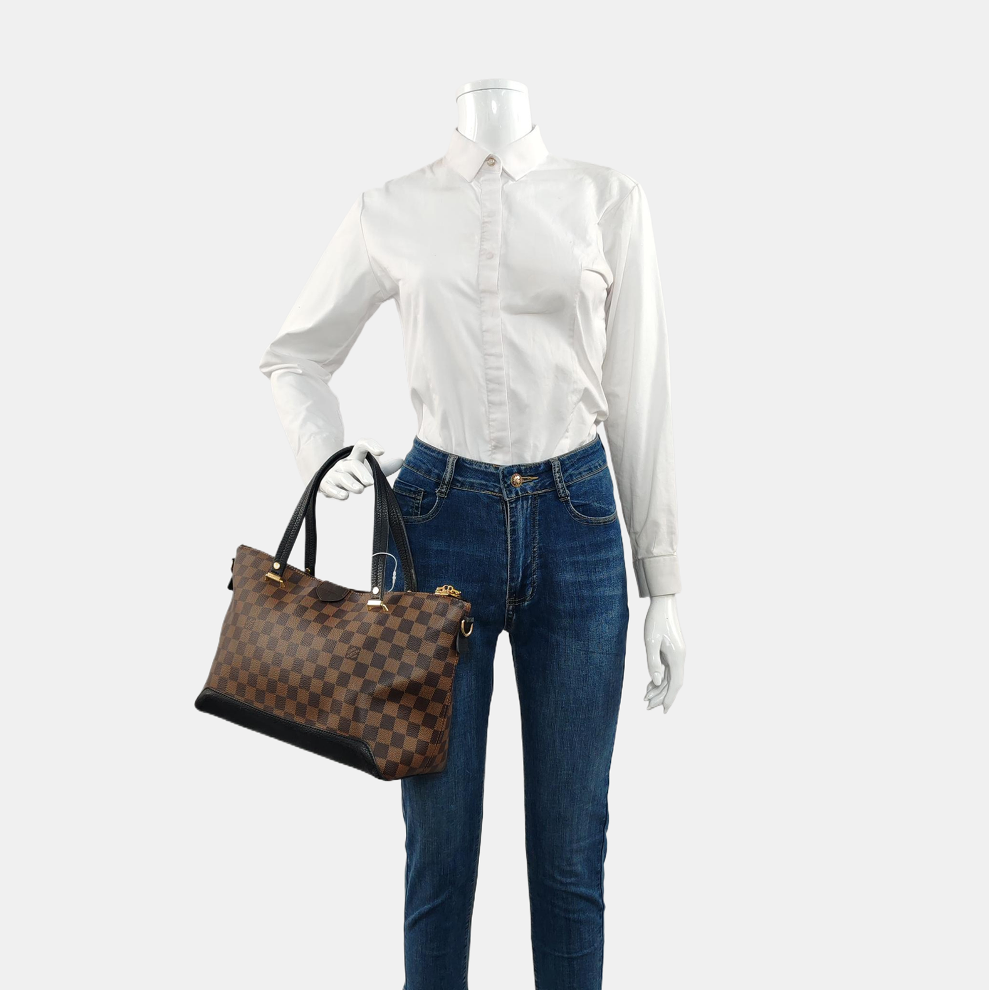 HYDE PARK Damier Ebene Coated Canvas Brown