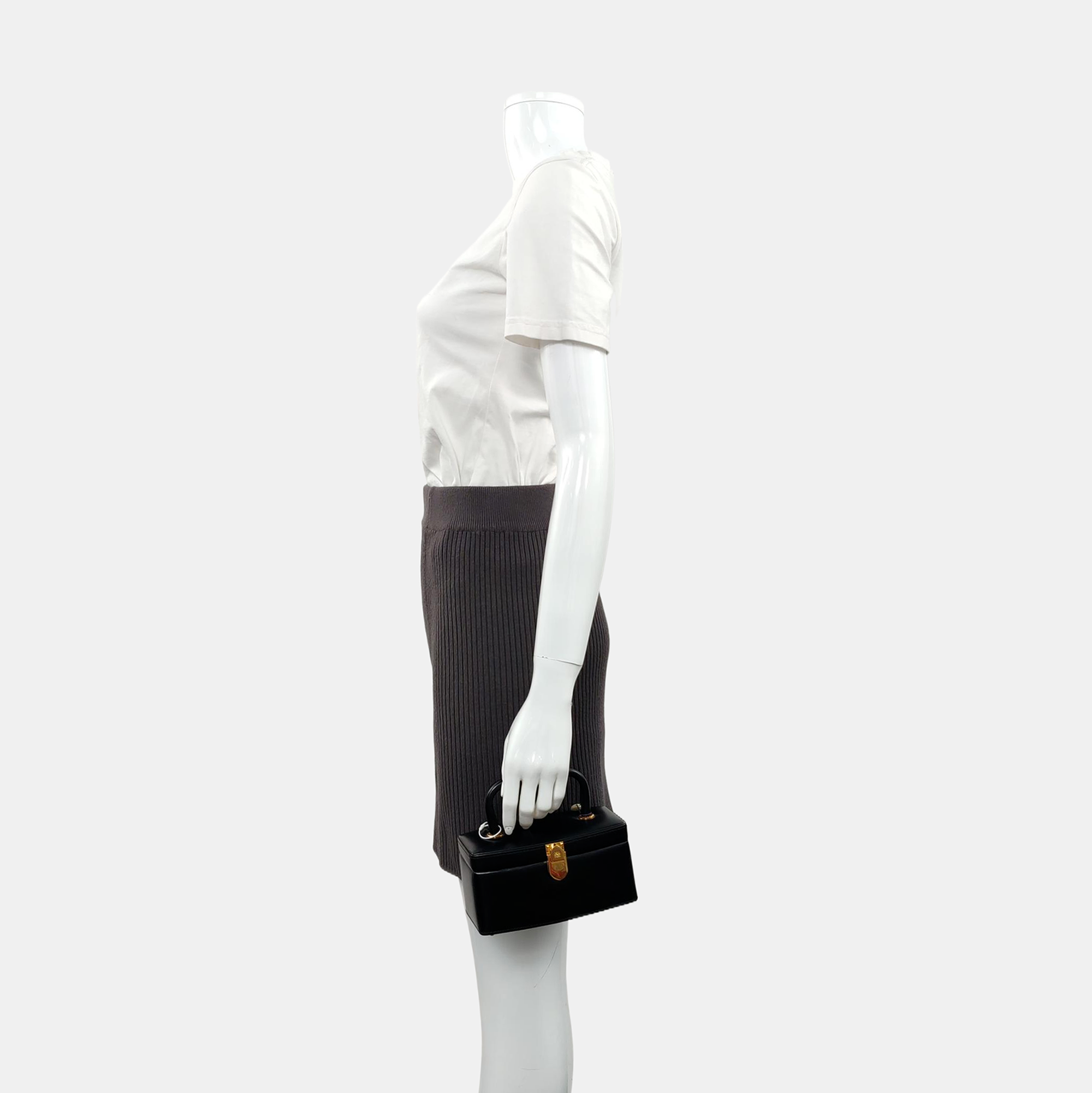 Calfskin Top Handle Bag Black