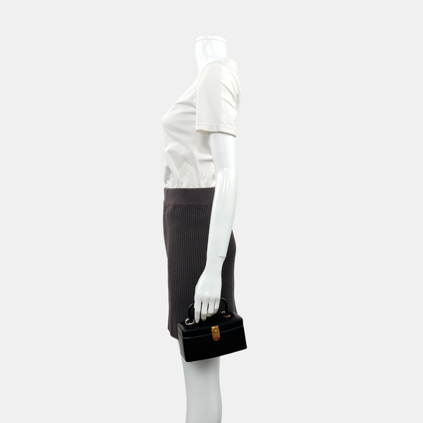 Calfskin Top Handle Bag Black