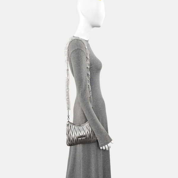 Quilted Lambskin Shoulder Bag Silver