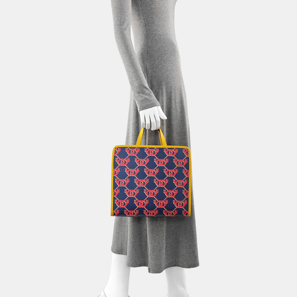 Monogram Coated Canvas Tote Bag Blue