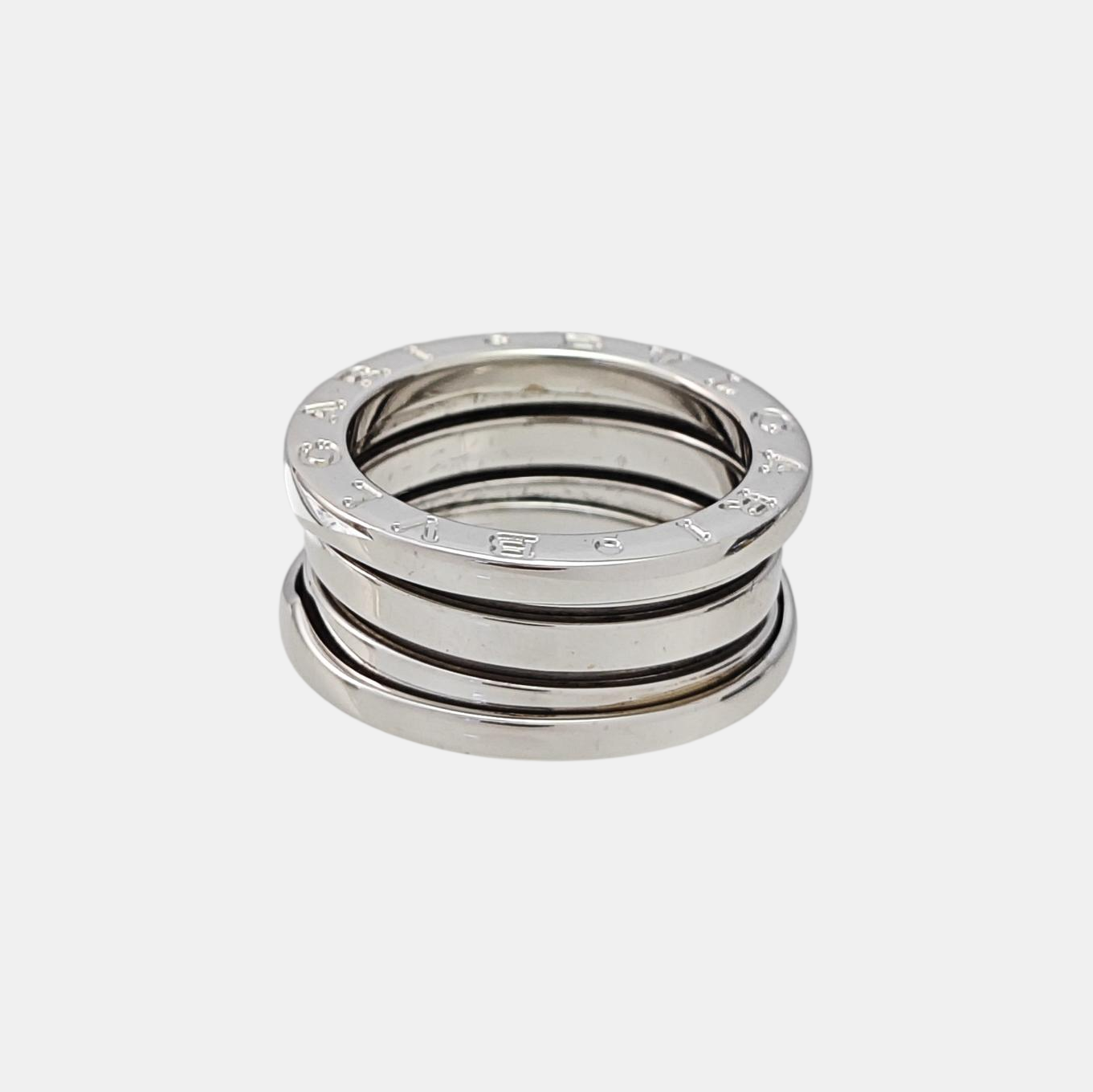 B.ZERO1 18k White Gold Silver Ring EU 49