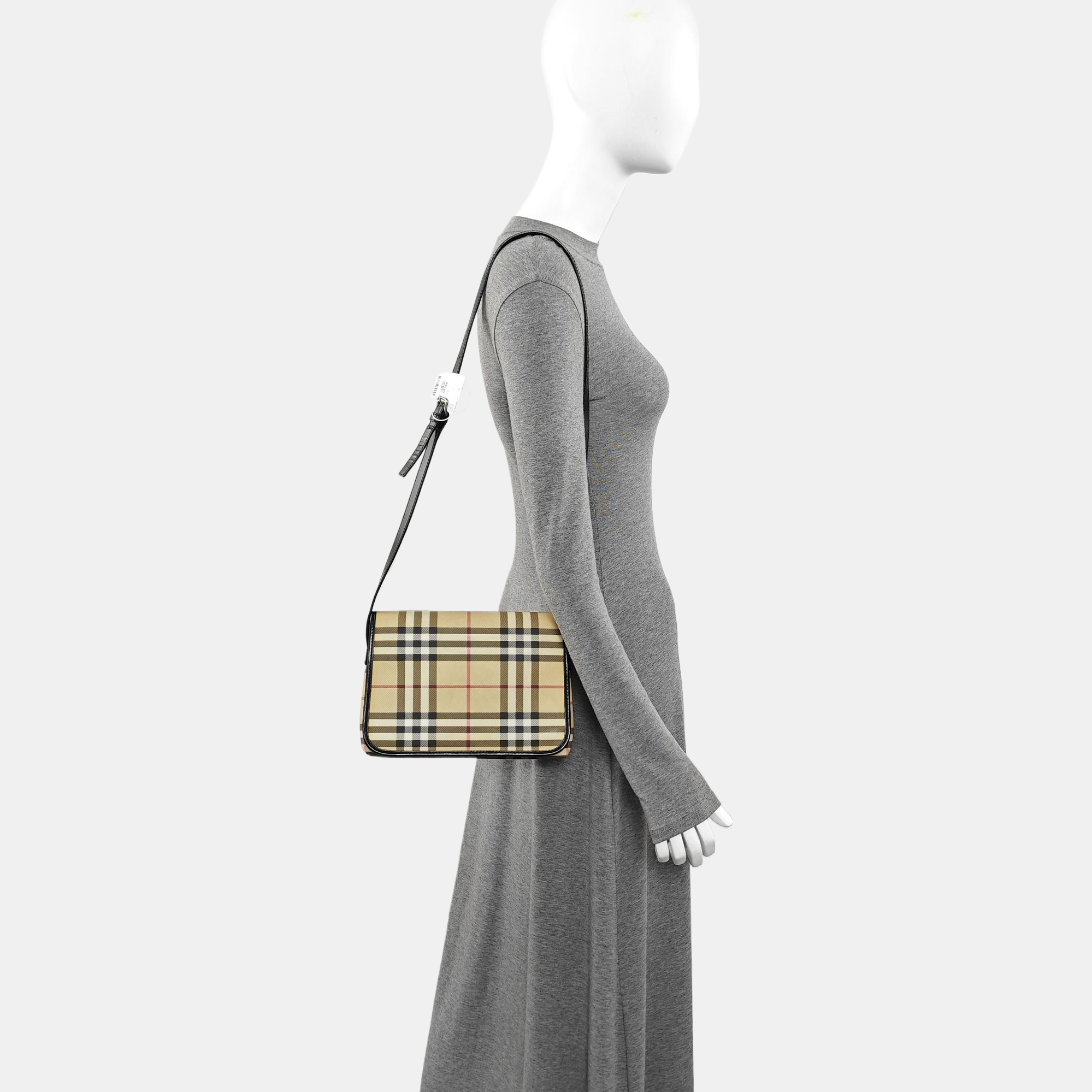 Coated Canvas Crossbody Bag Beige
