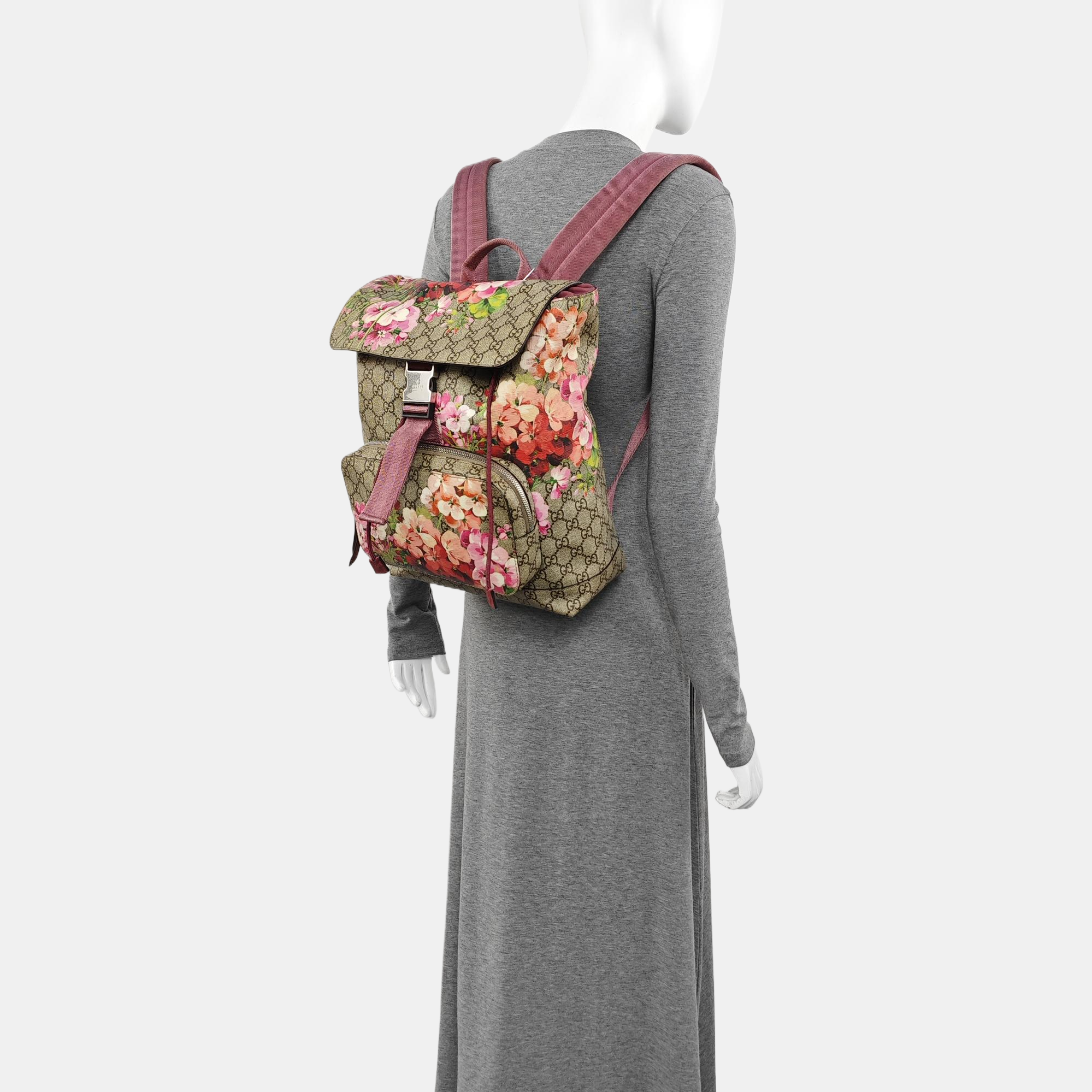 GG Blooms Monogram Coated Canvas Beige