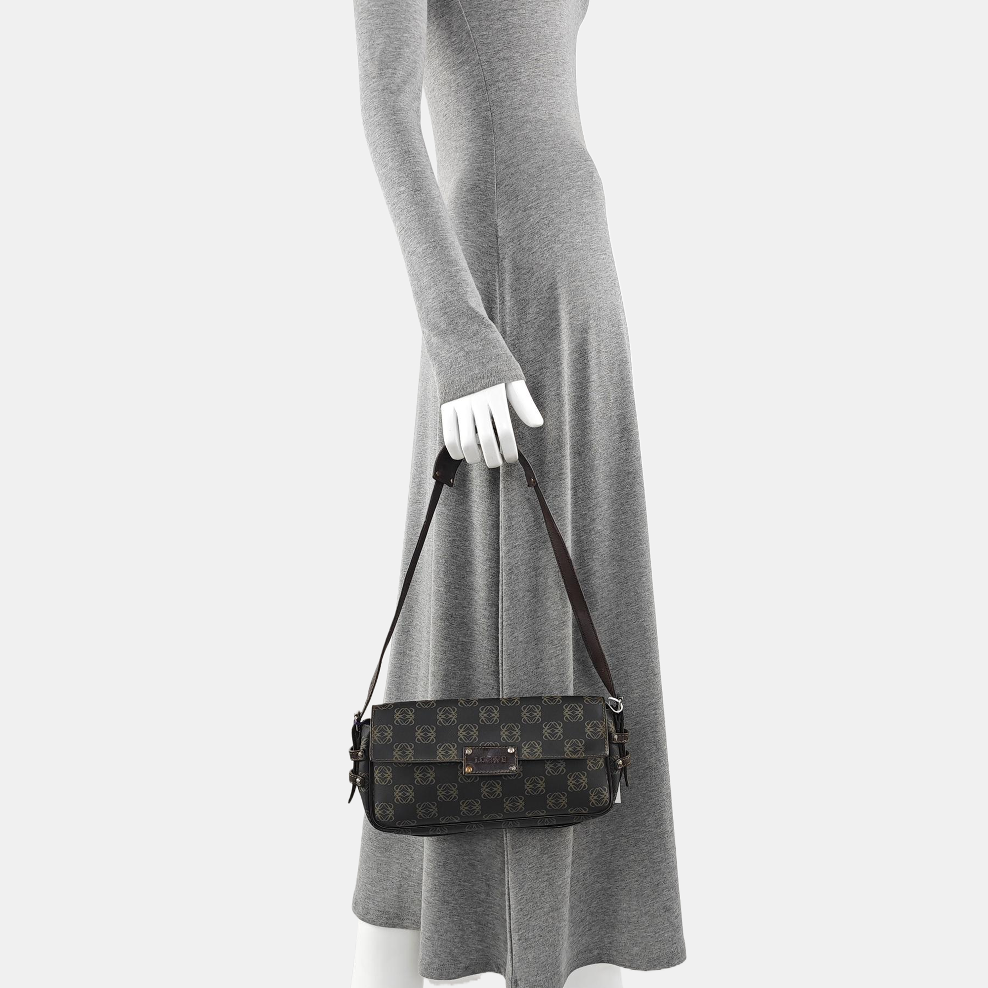 Monogram Coated Canvas Shoulder Bag Black