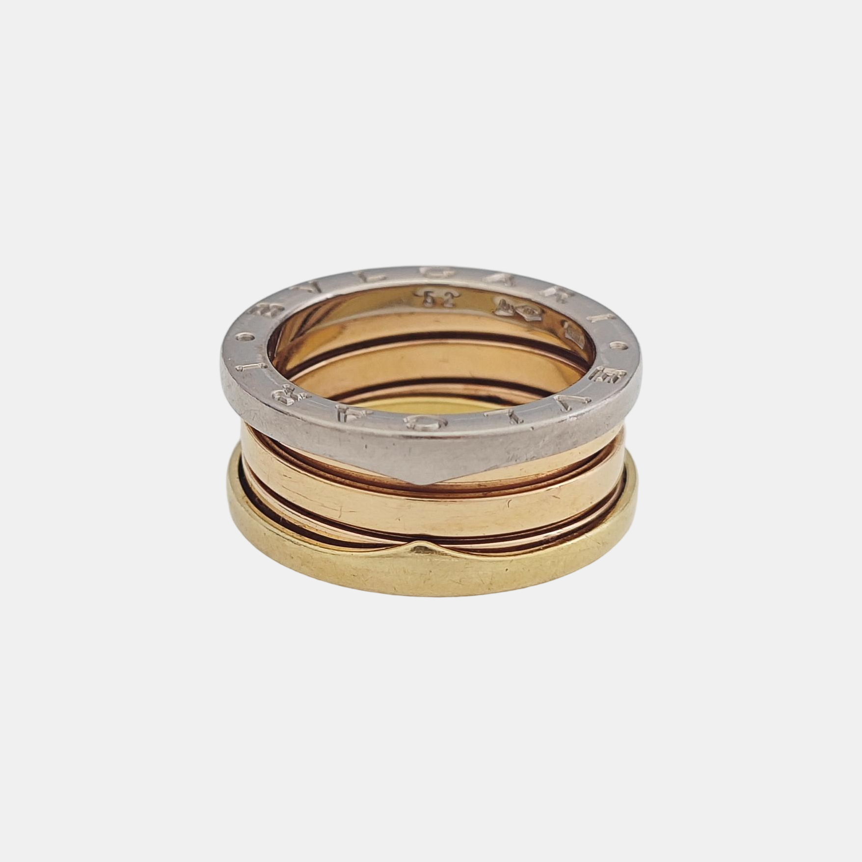 B.ZERO1 18k White Gold Rose Gold Ring EU 52