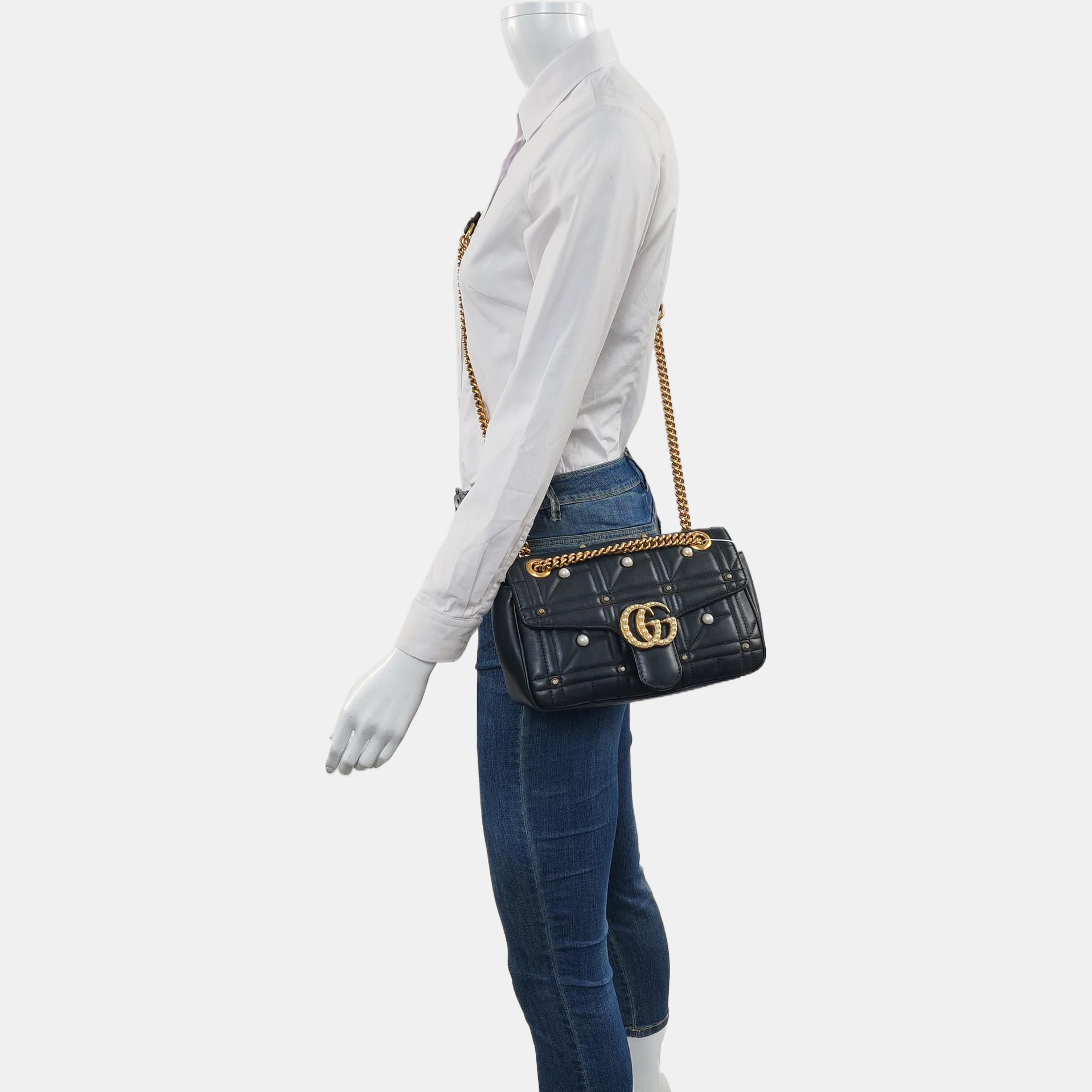 GG Marmont Medium Quilted Calfskin Black