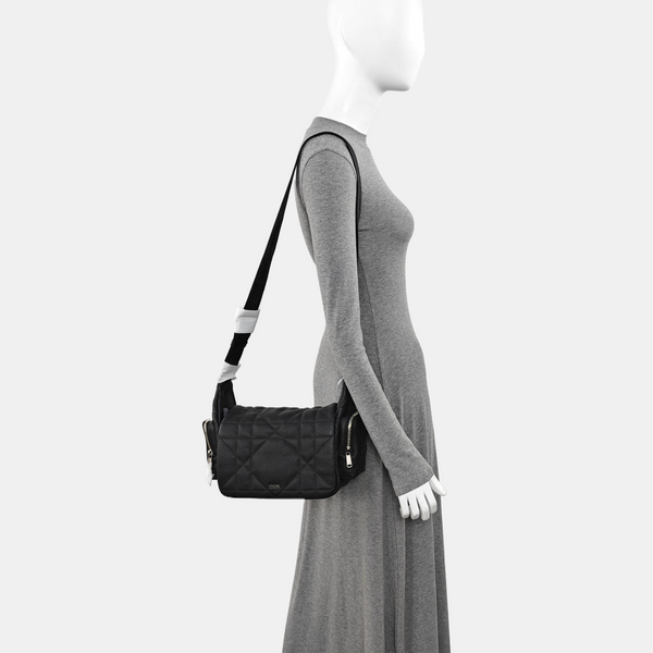 Cannage Calfskin Shoulder Bag Black