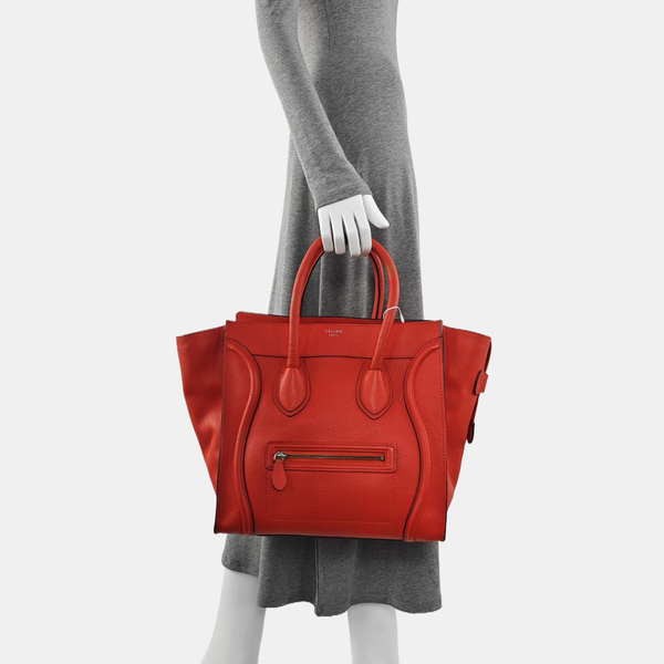 Authenticated pre-owned  LUGGAGE Mini Calfskin Red - Tote Bag at Looply