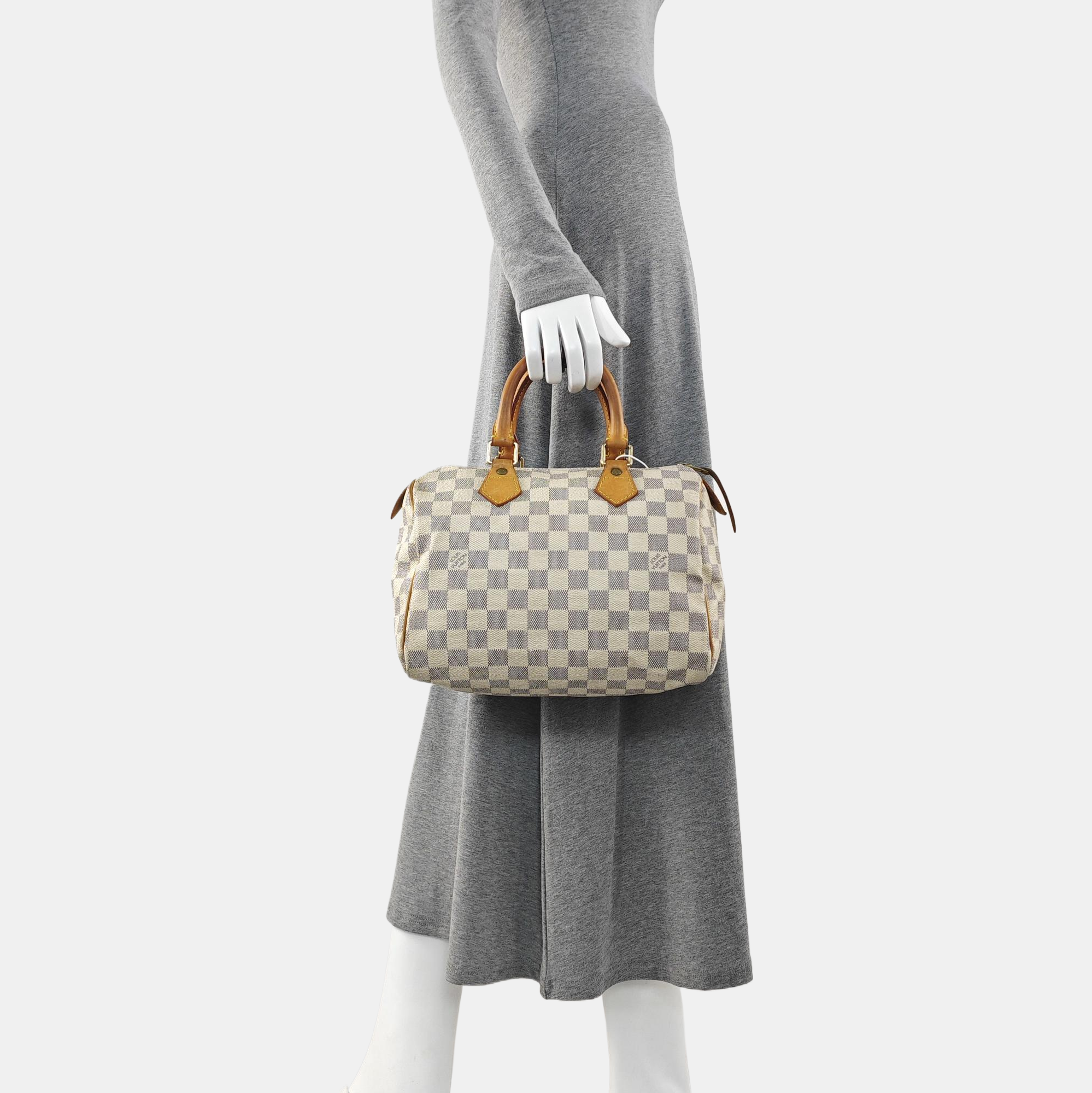 SPEEDY 25 Damier Azur Coated Canvas White