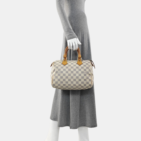 SPEEDY 25 Damier Azur Coated Canvas White