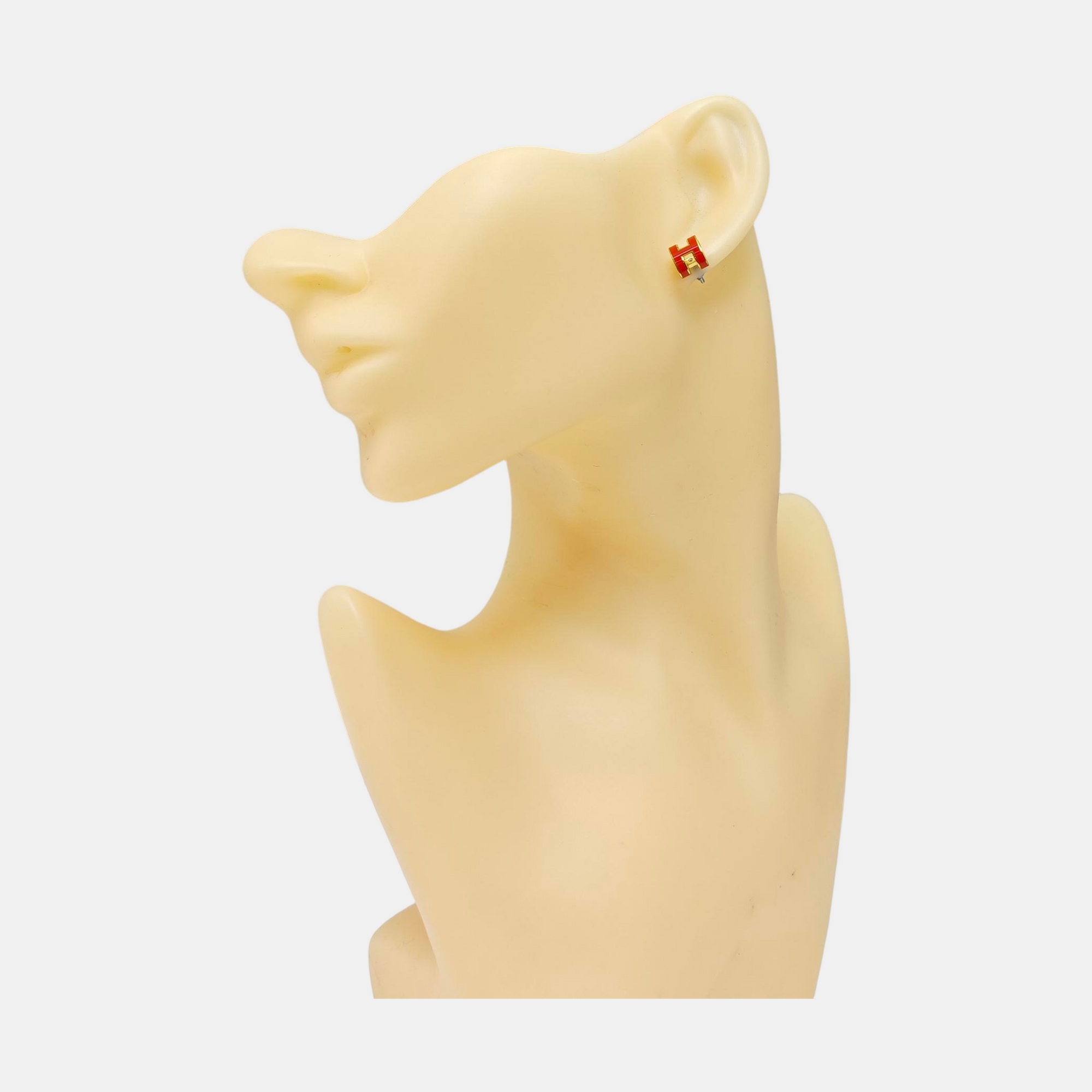 Pop H Metal Orange Stud Earrings