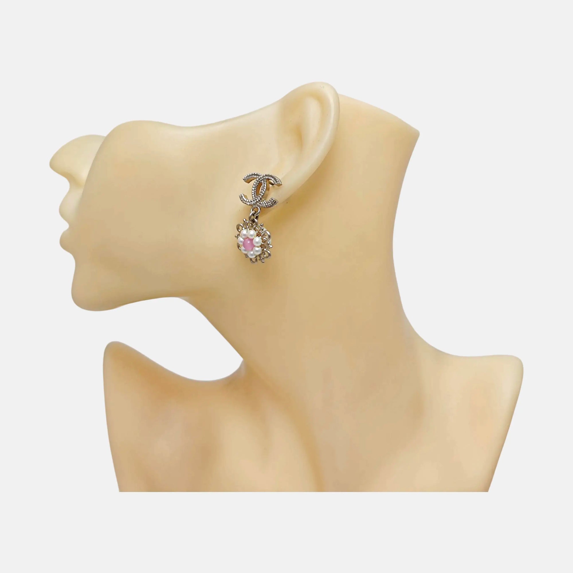 CC Logo Metal Gold Stud Earrings