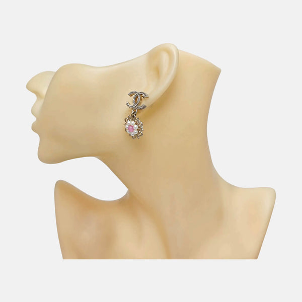 CC Logo Metal Gold Stud Earrings