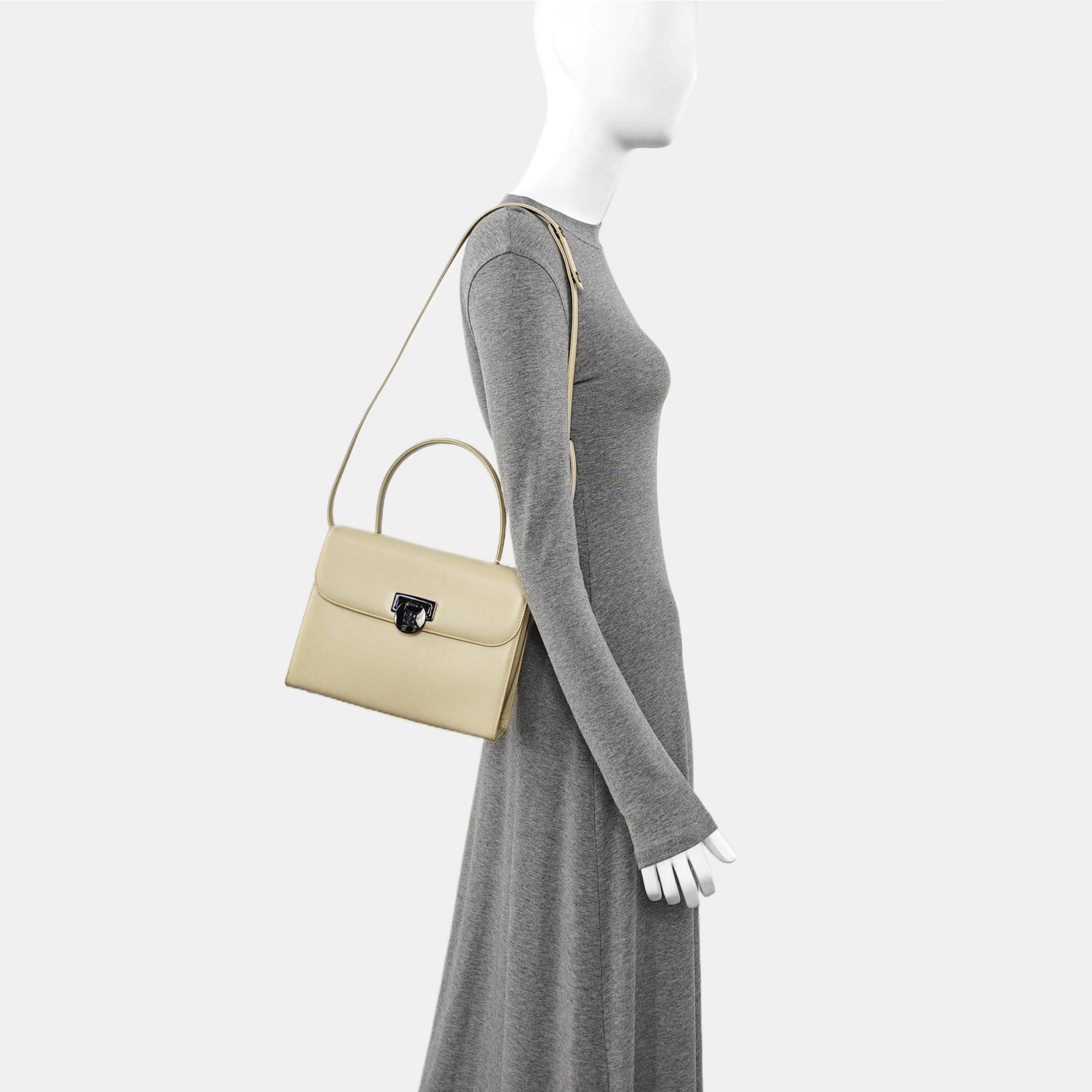 Calfskin Shoulder Bag Beige