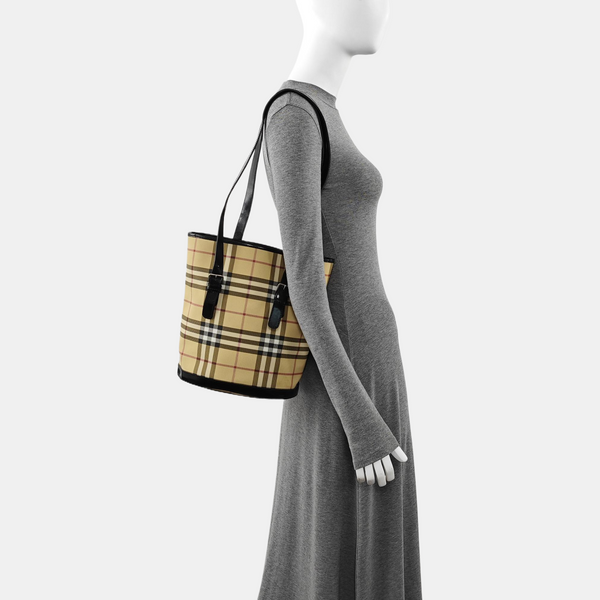 Coated Canvas Bucket Bag Beige