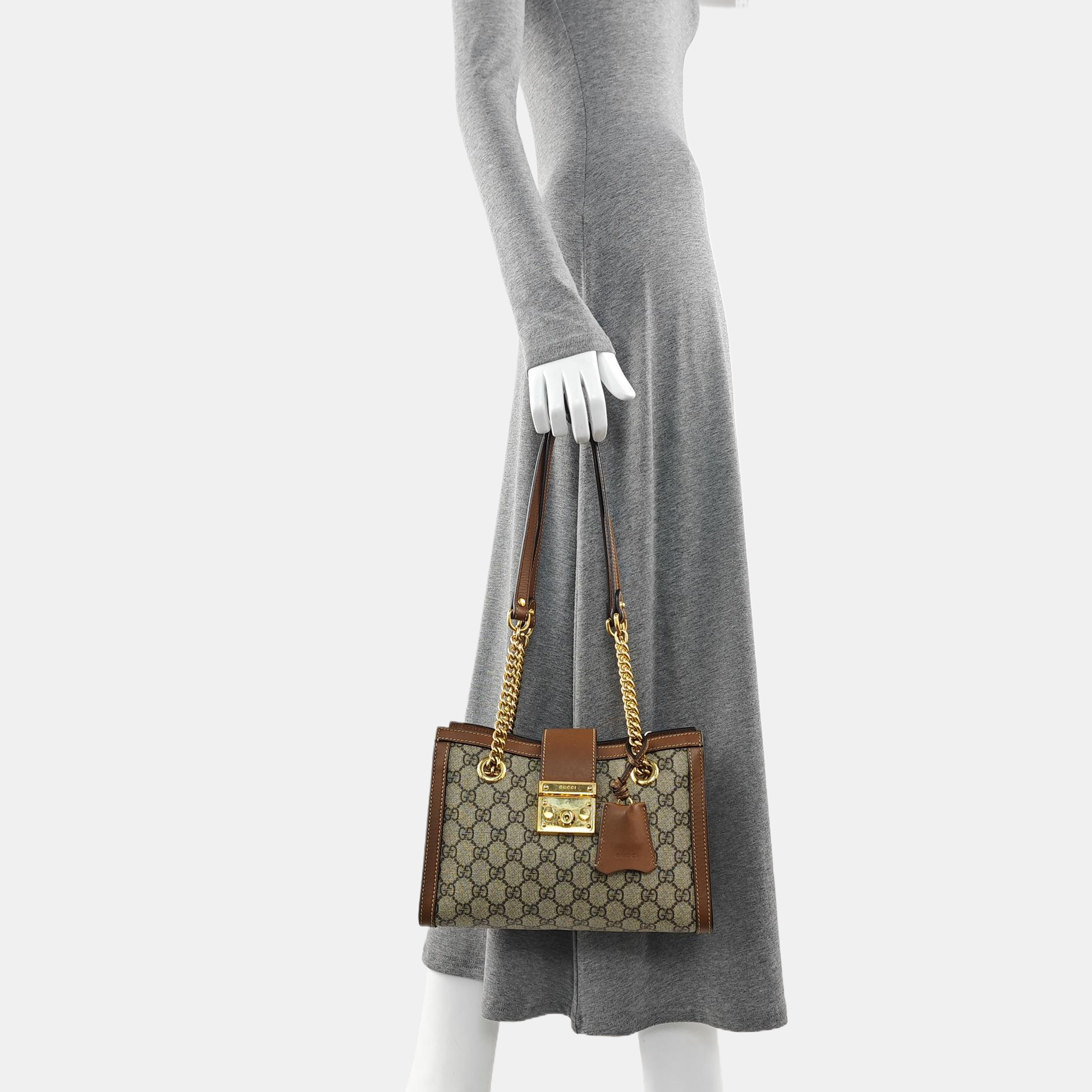 Padlock Small Monogram Coated Canvas Beige