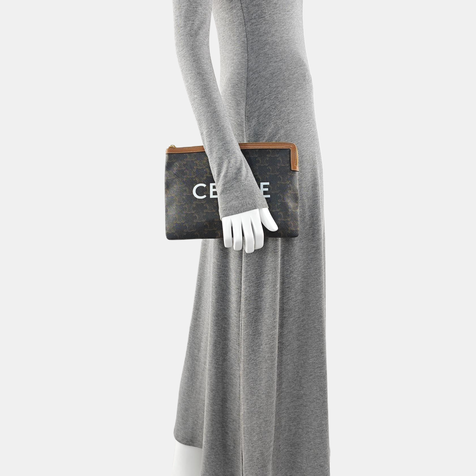 TRIOMPHE Small Coated Canvas Brown