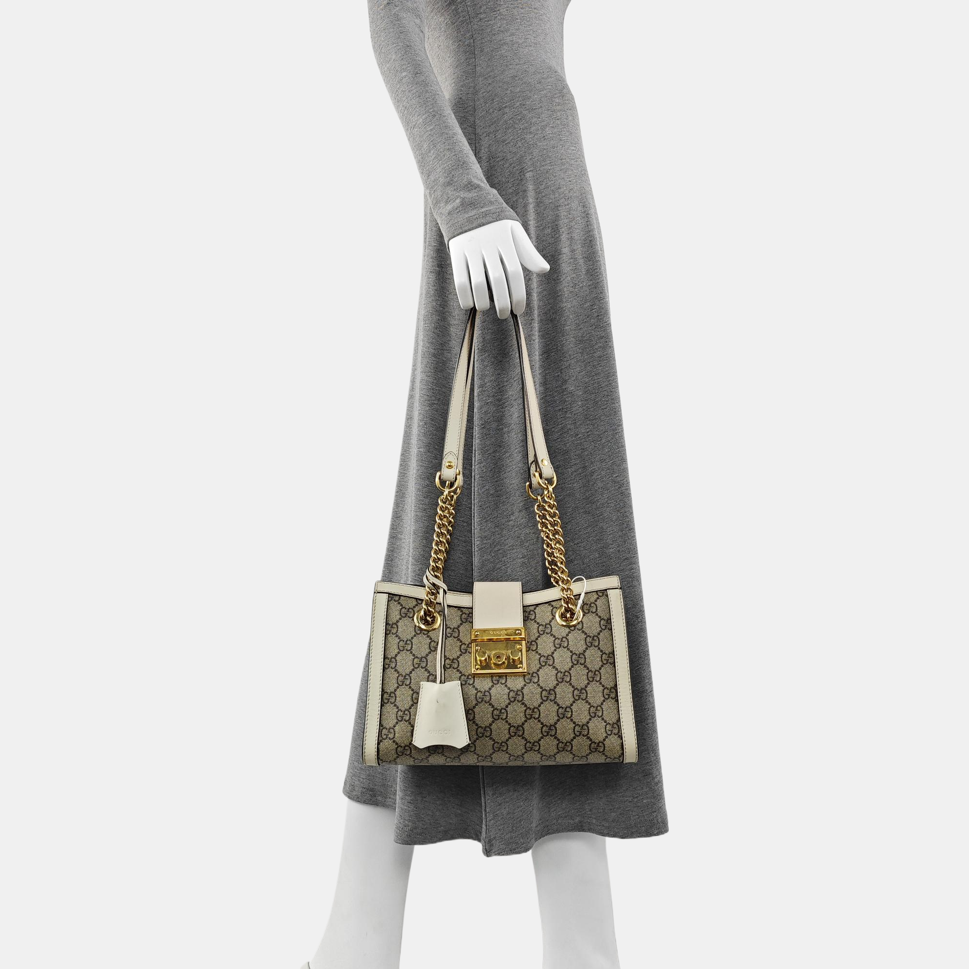 Padlock Small Monogram Coated Canvas Beige