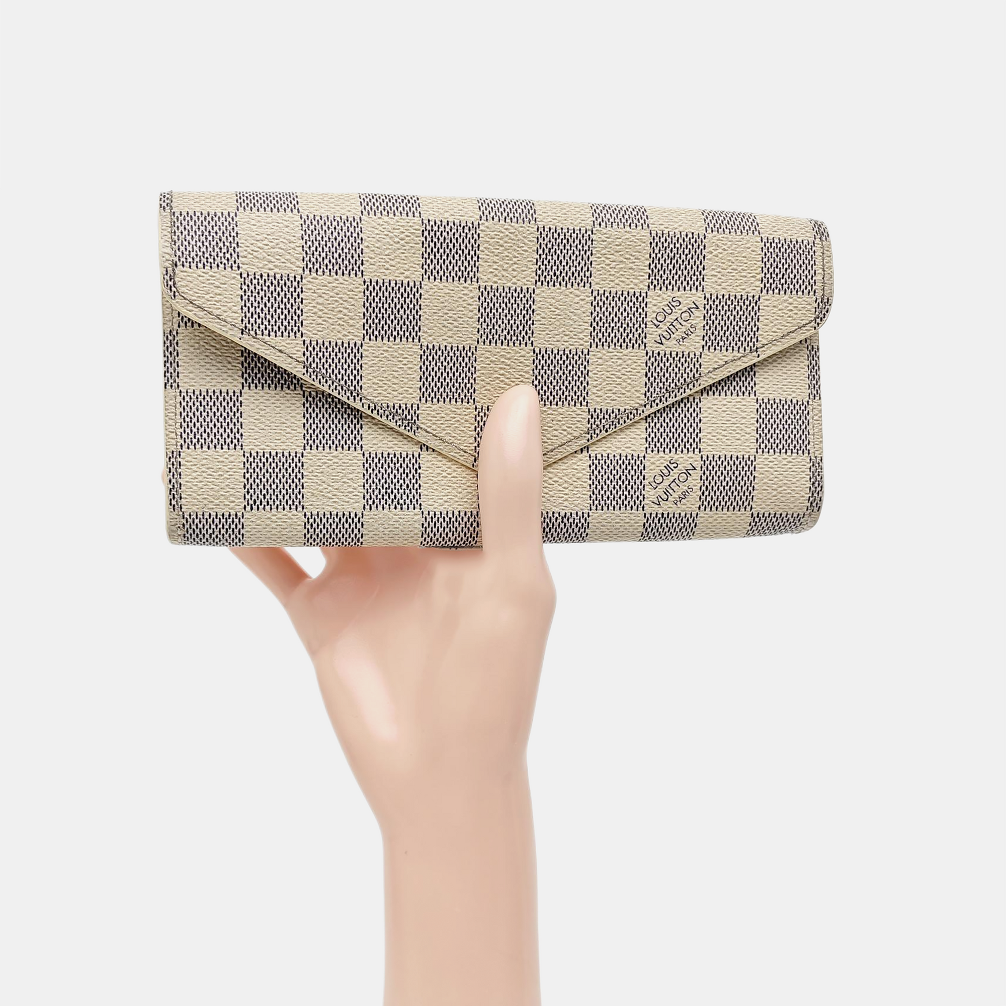 SARAH Damier Azur Coated Canvas White Wallet